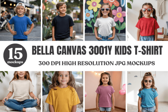 Download Bella Canvas 3001Y Kids Mockup Bundle 1 - Kids mockup Collection