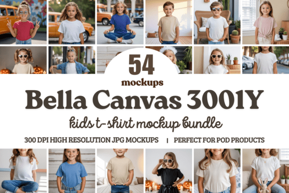 Download Bella Canvas 3001Y Kids Mockup Bundle - Kids mockup Collection