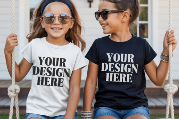 Download Bella Canvas 3001Y Sibling Kids Mockup 4 - Kids mockup Collection