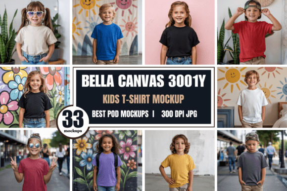Download Bella Canvas 3001Y Kids Mockup Bundle 2 - Kids mockup Collection