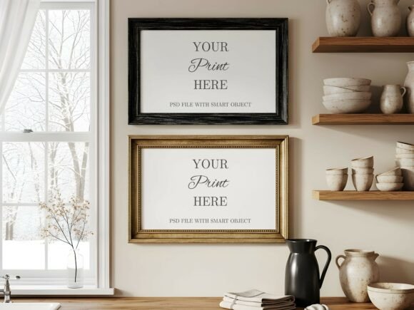 Download 2 Kitchen Landscape Frame Mockups - Premium Resources