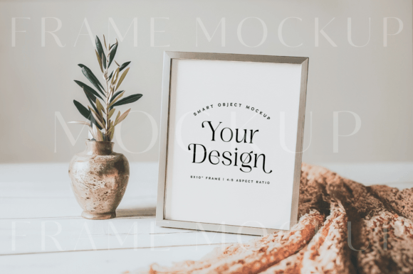 Download 8x10 Frame Mockup 4:5 Ratio Silver Frame - 8x10 frame mockup Collection