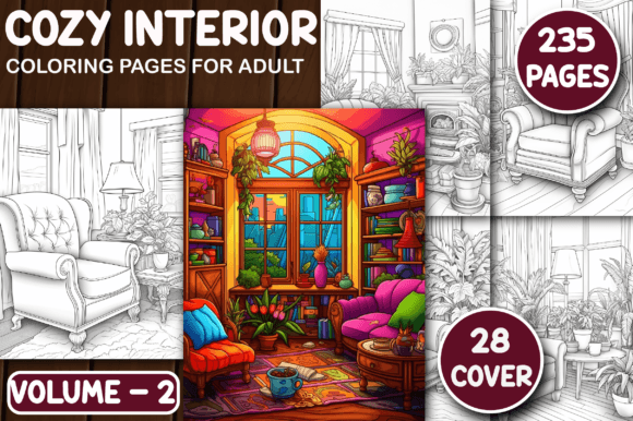 Download 235 Cozy Interior Coloring Pages V - 2 - Cozy interior Collection