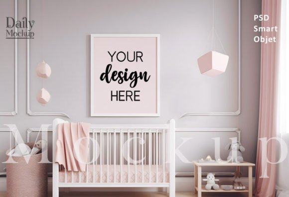 Download Pink Nursery Frames Mockup, Kids Room - Nursery frame Collection